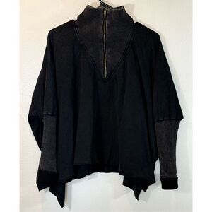 Bohme Long Sleeve Quarter Zip Quilted Black Pullover Sweater Women's Small